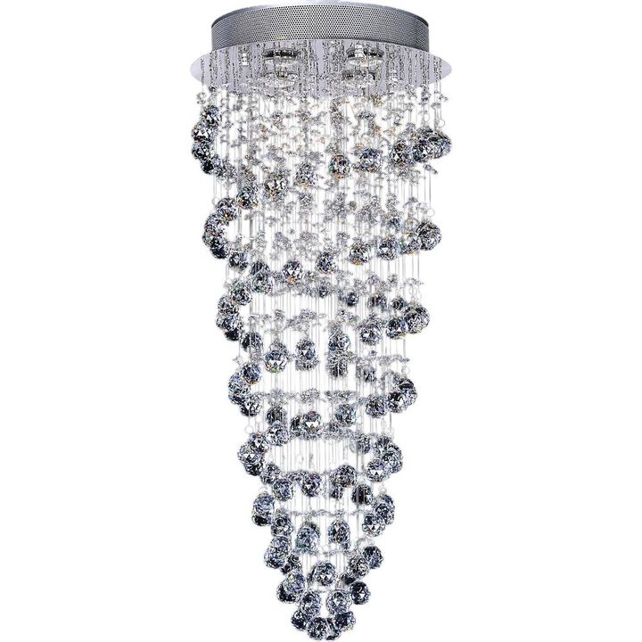 CWI Lighting Double Spiral 4 Light Flush Mount With Chrome Finish