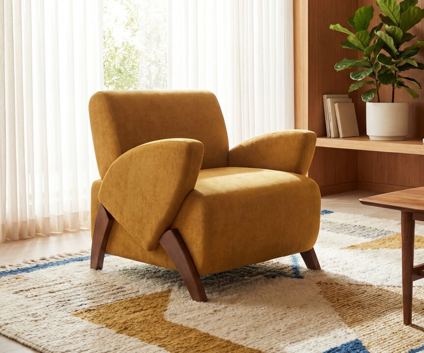 Pumrix Velvet Fabric accent chair