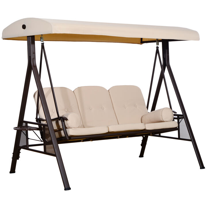 Hivvago 3-Seat Patio Swing Bench with Adjustable Canopy