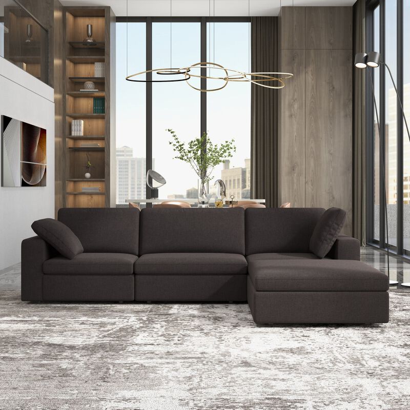 Merax Modular Corner Sectional Modern Fabric Sofa Dark Gray