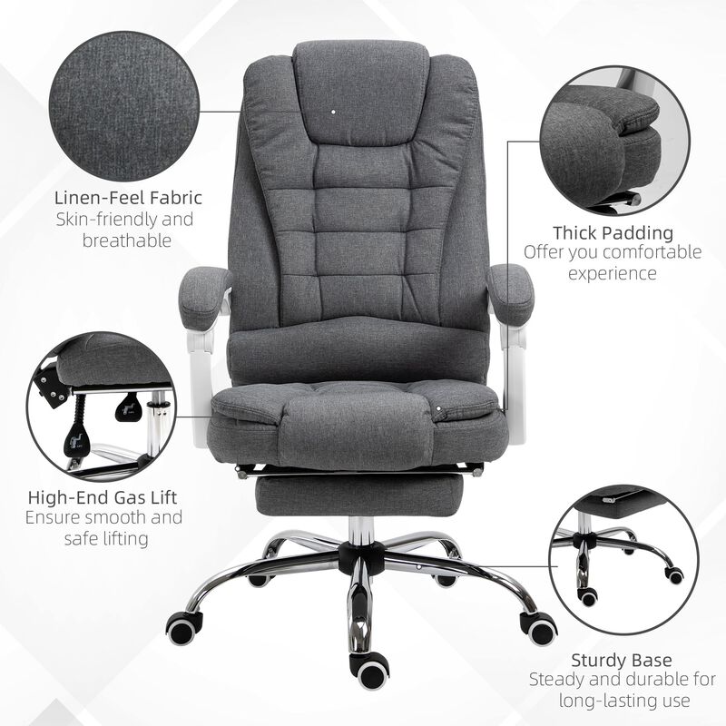 Dark Gray Work Comfort: Office Chair with Retractable Footrest