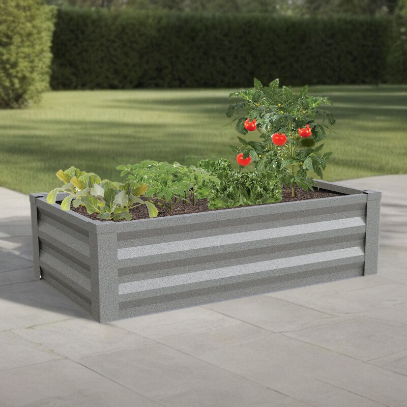 QuikFurn Gray Powder Coated Metal Raised Garden Bed Planter Made In USA