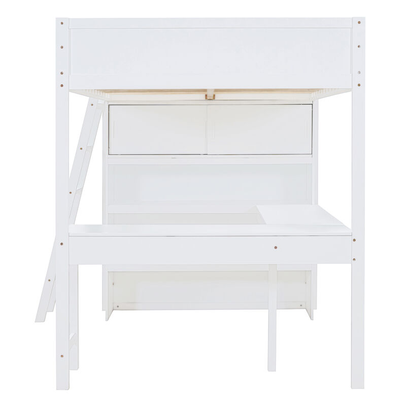 Merax Loft Bed with Desk and Shelf