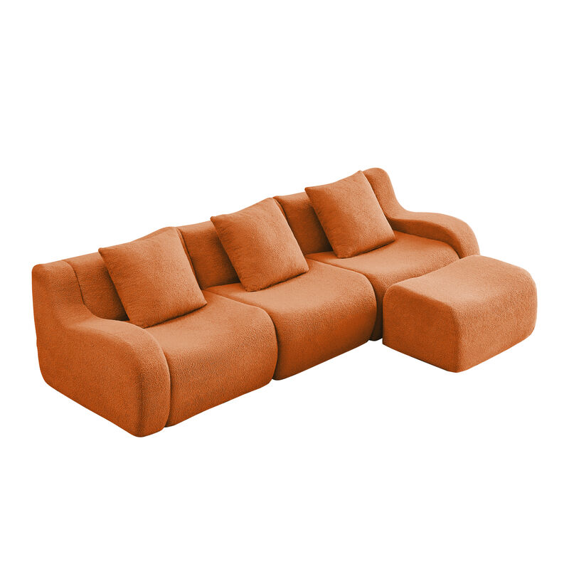 Merax Simplified Modular Sectional Sofa Premium Skin-Friendly Teddy Fabric 32D High Density Sponge image number 0