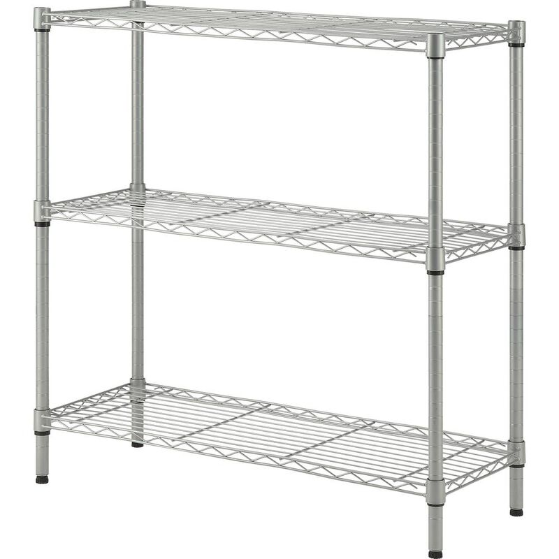Lorell Light-Duty Wire Shelving - 3 Tier(s) - 36 Height x 36 Width x 14 Depth - Floor - Sturdy - Silver - Plastic, Metal, Steel - 1 Each