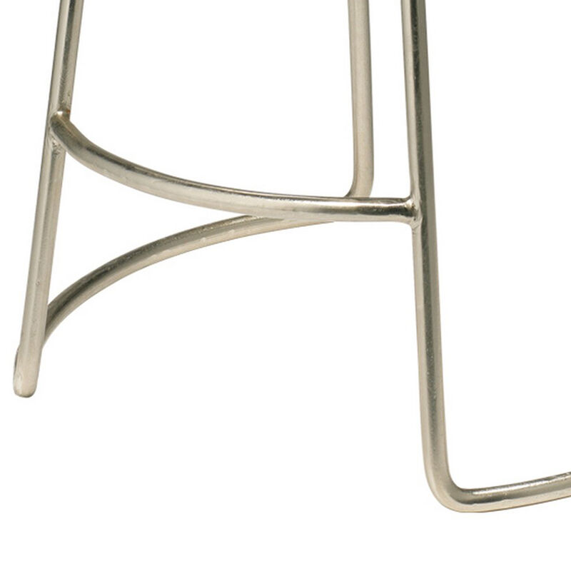 Counter Stool with Leatherette Vertical Channel Stitching, Gray and Silver - Benzara image number 3