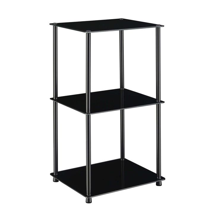 Convenience Concepts Designs2Go Classic Glass 3 Shelf Bookcase, Black Glass
