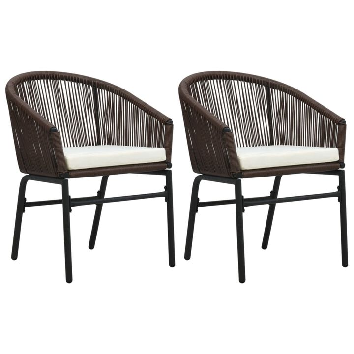 vidaXL Garden Chairs 2 pcs Brown PVC Rattan
