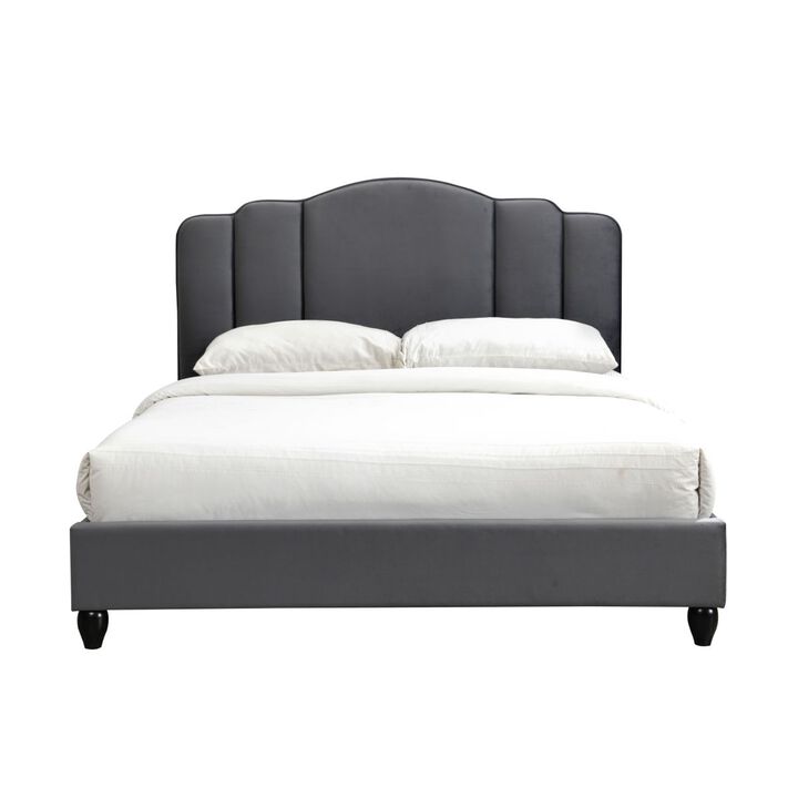 Giada Queen Bed, Charcoal Fabric
