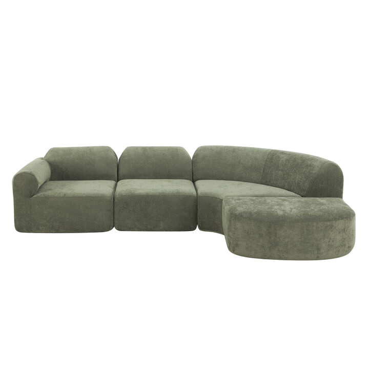 Zorvfu 111" Modern Compressed  Curved Sectional