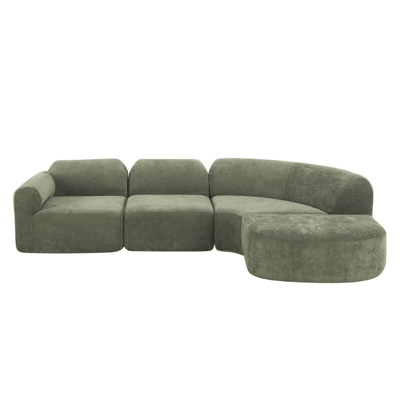 Zorvfu 111" Modern Compressed  Curved Sectional image number 0