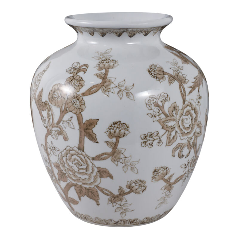 10x8" Chinoiserie Bird & Vines Vase, Brown/ White image number 2