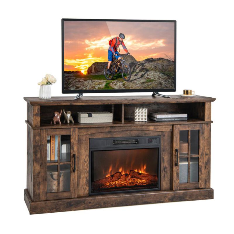 Hivvago Fireplace TV Stand for TVs Up to 65 Inch with Side Cabinets and Remote Control