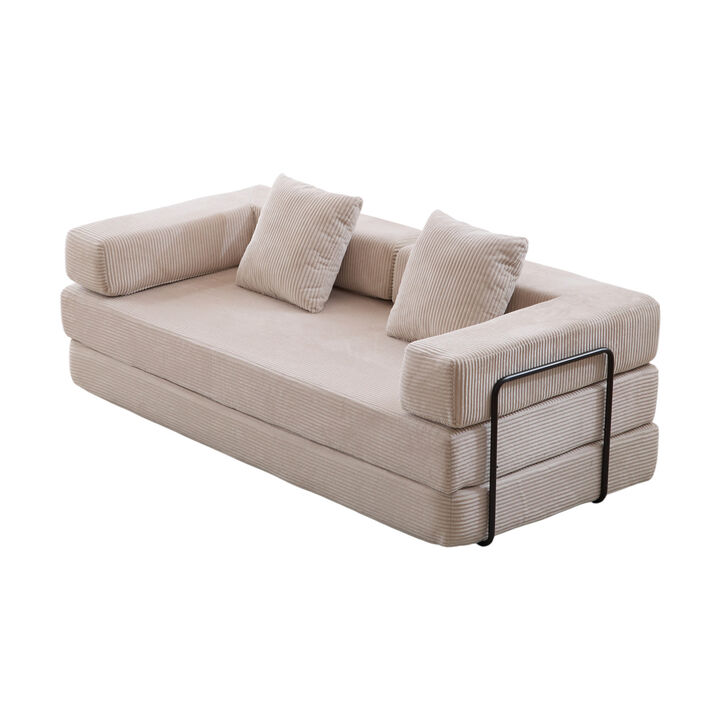 Convertible Floor Couch with Pillow Back, Armrest and Compression Sofa Design
