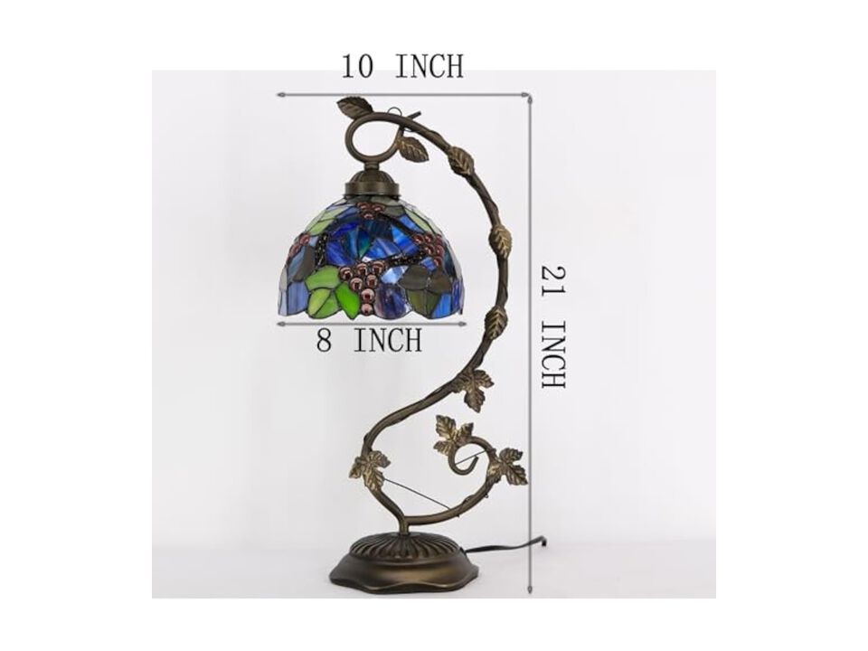 Tiffany Style Stained Glass Table Lamp For Bedroom Home Office 8 X 10 X 21 Inch