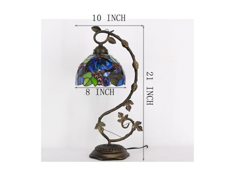 Tiffany Style Stained Glass Table Lamp For Bedroom Home Office 8 X 10 X 21 Inch image number 1