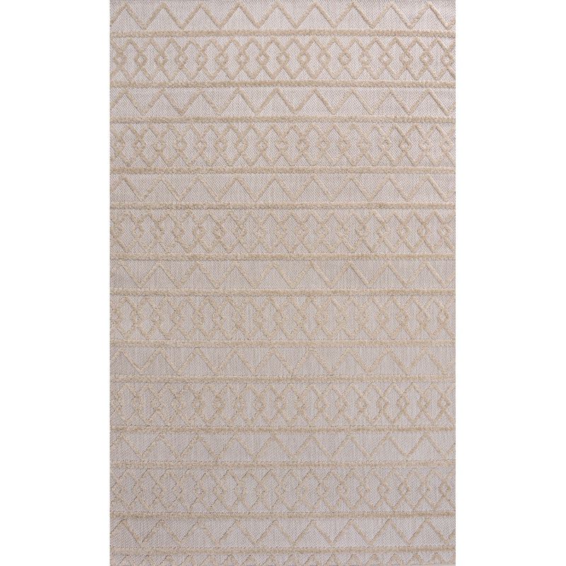 Aylan High-Low Pile Knotted Trellis Geometric Indoor/Outdoor Area Rug