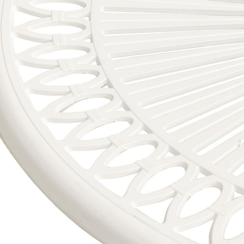 Outdoor Side Bistro Table, 24 Inch White Top, Aluminum Curved Legs - Benzara