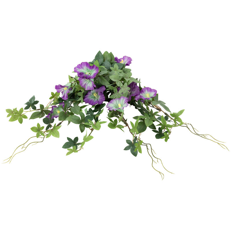 20" Purple Petunia UV Protected Artificial Hanging Floral Bush image number 4