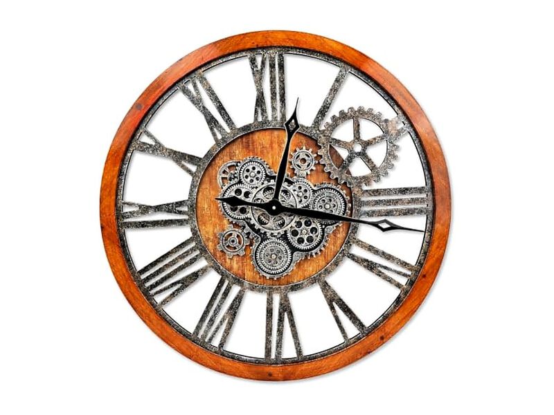 Style Moving Gear Vintage Farmhouse Rustic Wall Clock 36 Inch Wood image number 1