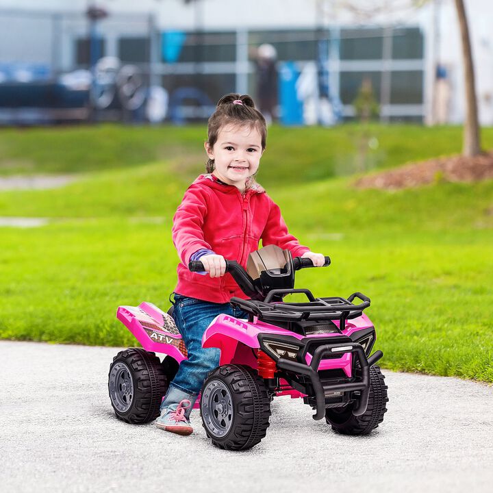 BreeBe 6V Battery Powered Electric ATV, Quad Four Wheeler Ride On Toy Car w/ LED Headlights