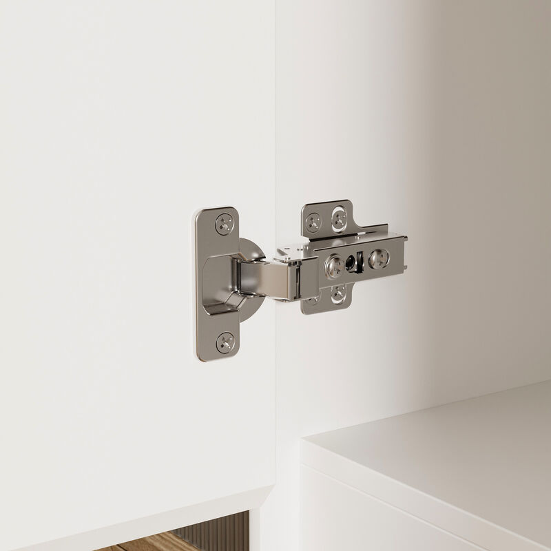 FUFU&GAGA Modern Armoire Wardrobe with 6 Doors & 2 Drawers with  Eveled Edge No Handle, Smooth Finish, (63 in. W x 19.8 in. D x 70.9 in. H), White