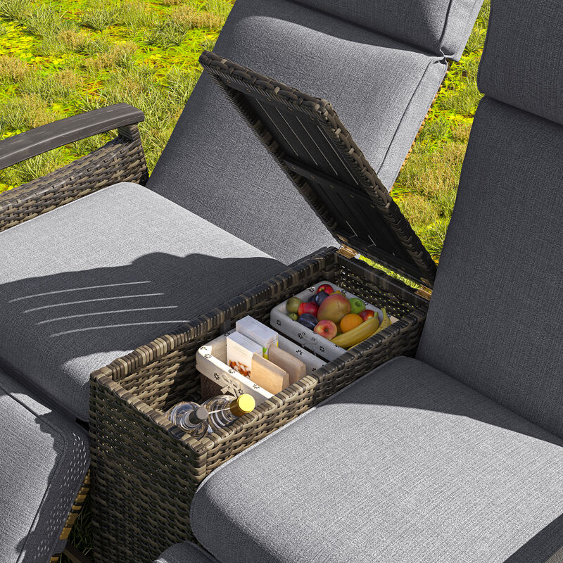 Merax Patio Recliner Loveseat Chair Outdoor Lounge Chair