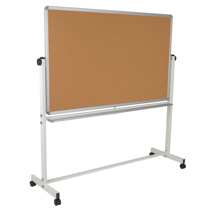 Flash Furniture 64.25"W x 64.75"H Reversible Mobile Board and White Board with Pen Tray image number 5