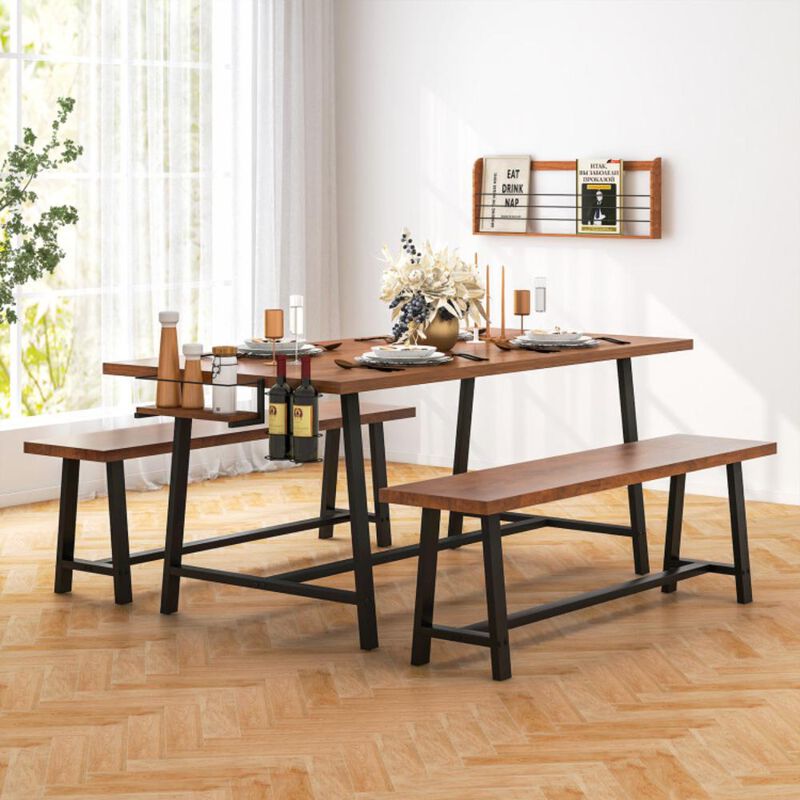 Hivvago Dining Table Set for 5-7 with 2-Bottle Wine Rack and Condiment Holder