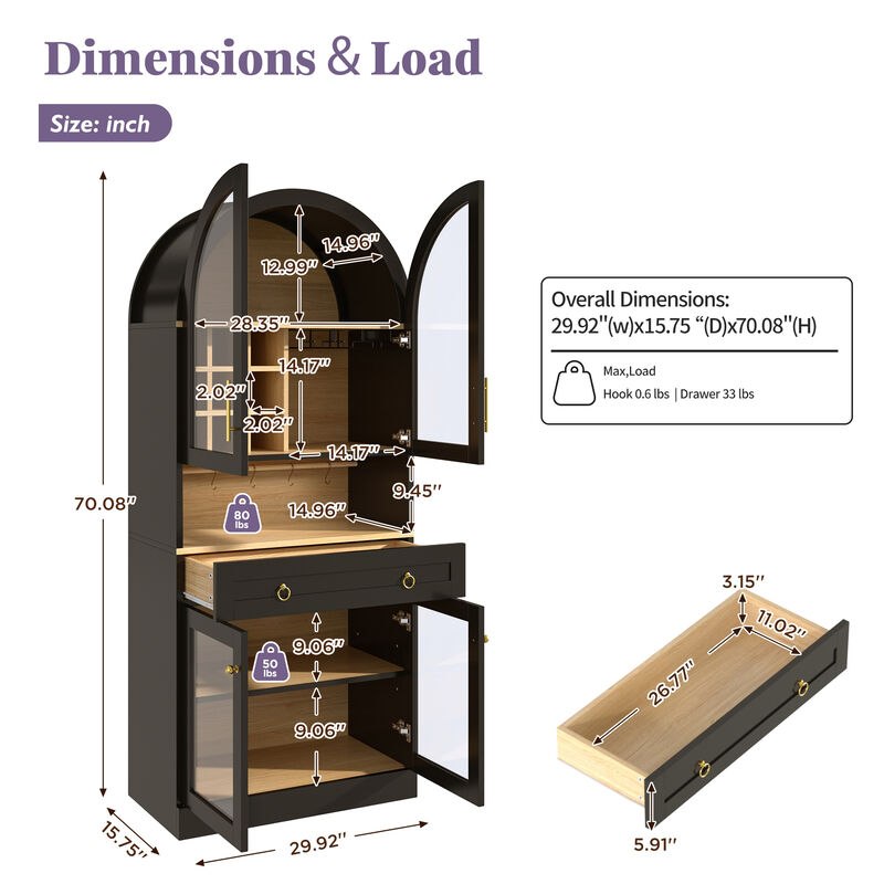 Bunnas Tall Arched Bar Cabinet image number 9