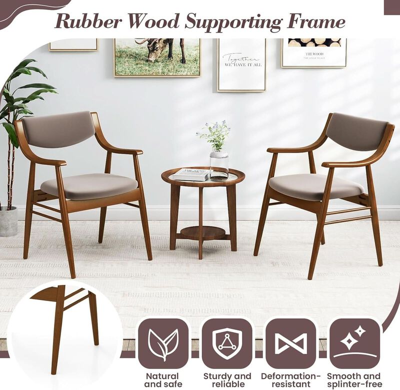 ShipItFurniture Wooden Velvet Upholstered Dining Chair - Rubberwood Frame, Mid-Century Modern image number 3