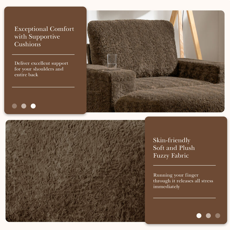 TATEUS Reading Couch with Storage Ottoman and Armrests