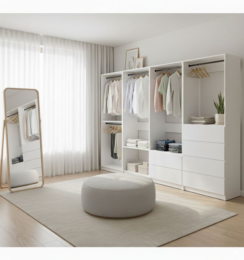 Prosper White Freestanding Walk in Wood Closet System