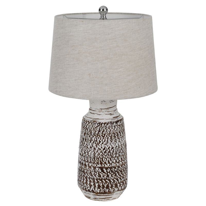 Bora Table Lamp Set of 2, Burlap Shade, Brown Ceramic, Distressed White image number 4