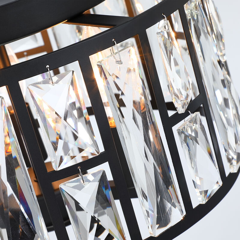 11.89 in Modern Glam 3-Light Dimmable Crystal Flush Mount Ceiling Light image number 9