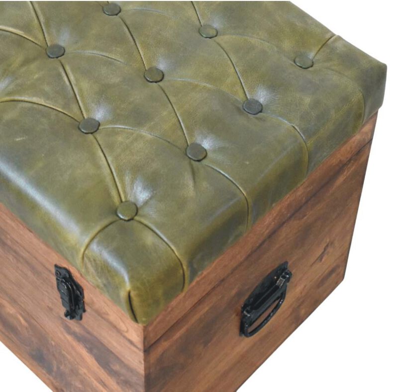 Aritsan Furniture Solid Wood Roasted Almond Storage Trunk Bench, Brown image number 3