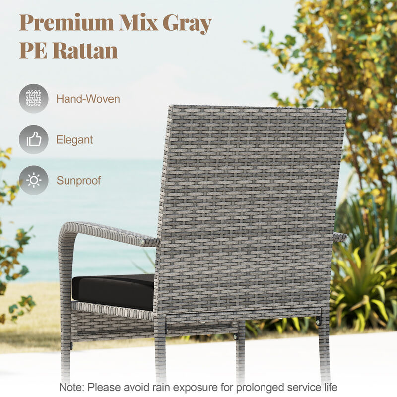 3 Piece Balcony Patio Furniture Set with Seat Cushions and Tempered Glass Tabletop image number 6