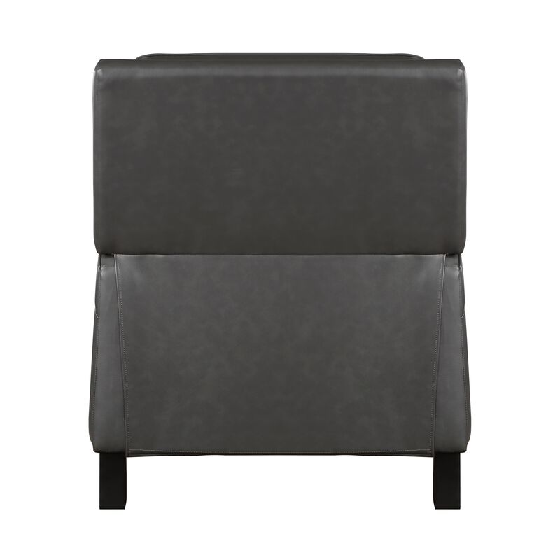 Berry 38 Inch Manual Recliner Armchair, Push Back, Black Vegan Leather-Benzara