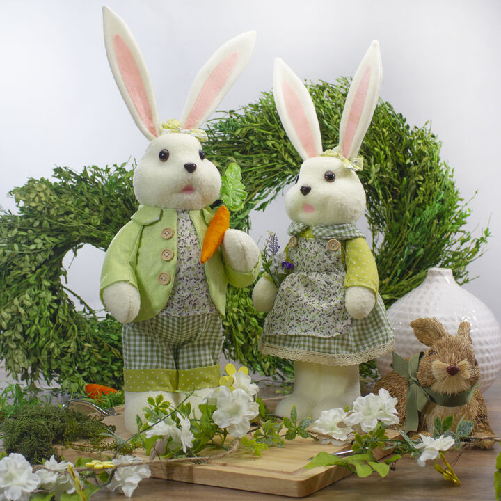 20" White and Green Standing Girl Rabbit Easter Figure