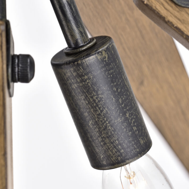 Nerea 4-Light Antique Black Finish Sputnik Natural Wood Flush Mount image number 6