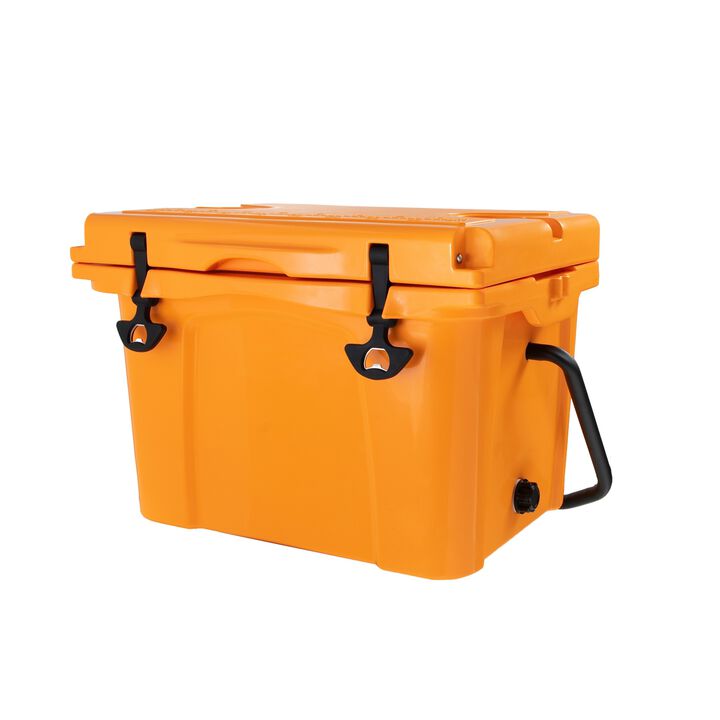 25QT Portable Insulated Hard Cooler, 5-7 Day Ice Retention with Bottle Opener, Cup Holder & Ruler, for Travel Beach Camping Fishing