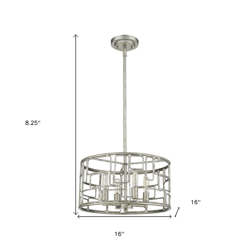 Hivvago Amoret 4-Light Antique Silver Convertible Pendant