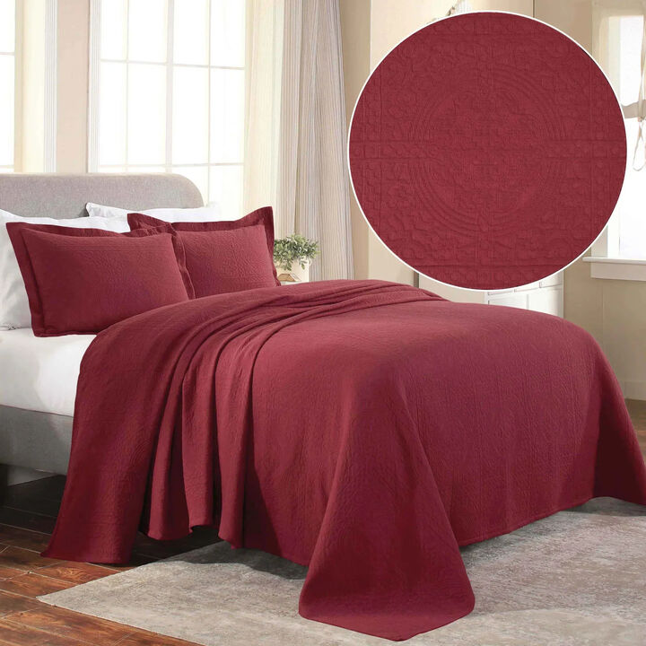Lightweight Cotton Matelasse Bedspread and Shams Set for Bedroom