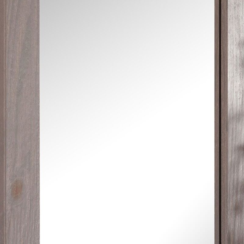 Stav 40 Inch Wall Mirror, Rustic White Solid Wood Rectangular Frame image number 2
