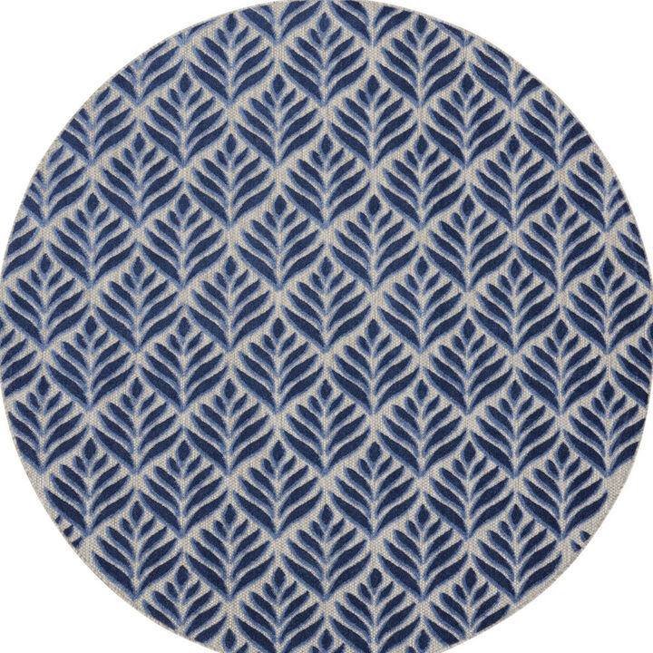 HomeRoots Round Floral Indoor Outdoor Area Rug