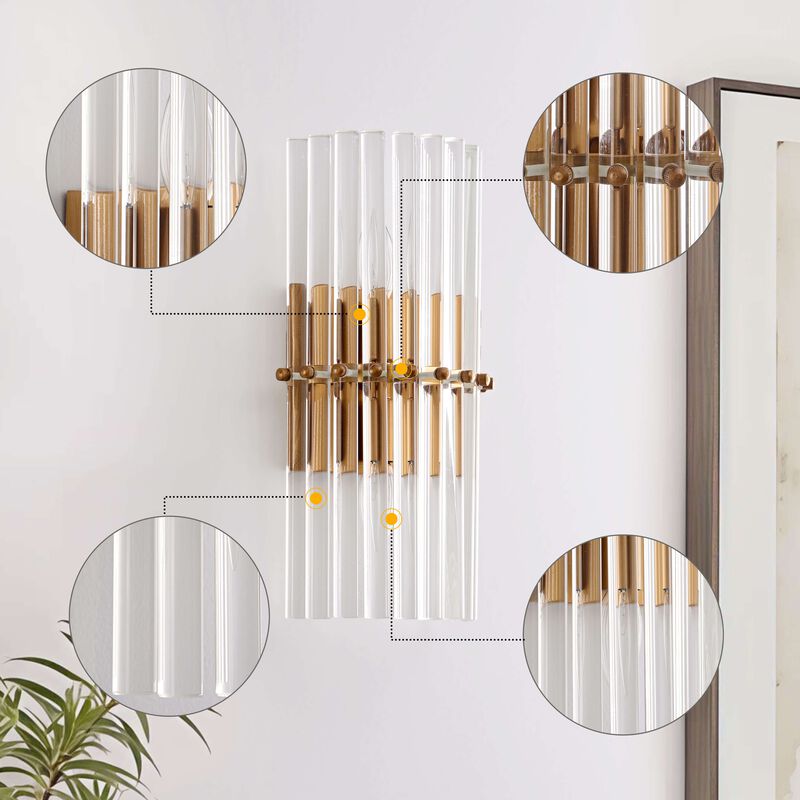 Marisol 2-Light Solid Crystal Glass Bars Mini Wall Sconce image number 7