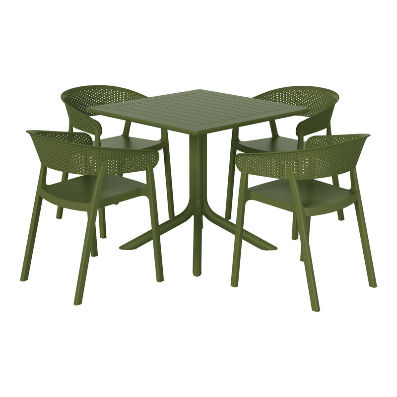 WestinTrends 5-Piece Outdoor Resin Square Patio Dining Table Set with Stackable Patio Dining Chairs image number 0