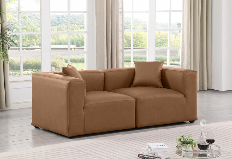 Meridian Furniture Cube Brown Vegan Leather Modular Sofa image number 1