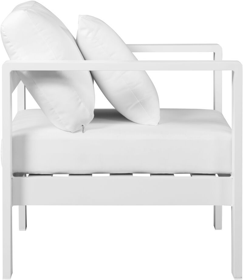 Meridian Furniture Nizuc White Water Resistant Fabric Outdoor Patio Aluminum Arm Chair image number 3