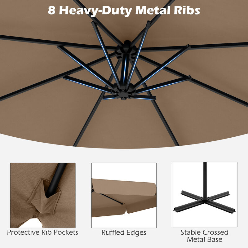 Patio Cantilever Umbrella with Cover &ndash; Tilt Adjustment & Decorative Ruffled Edge